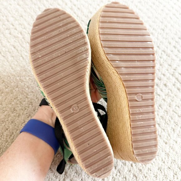 PATRICIA RAMIREZ SWIMWEAR PALM LEAF Ankle Wrap Platform Espadrille Sandal - Picture 7 of 12